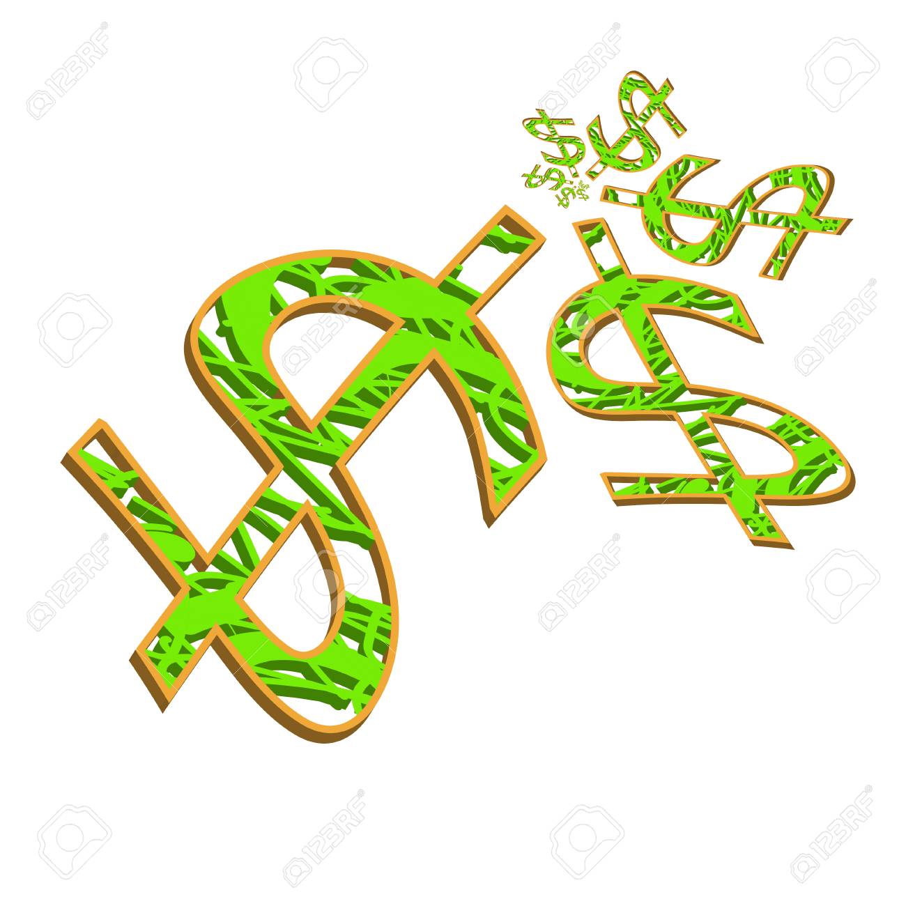 a diminishing perspective of 3d shaped dollar signs royalty free