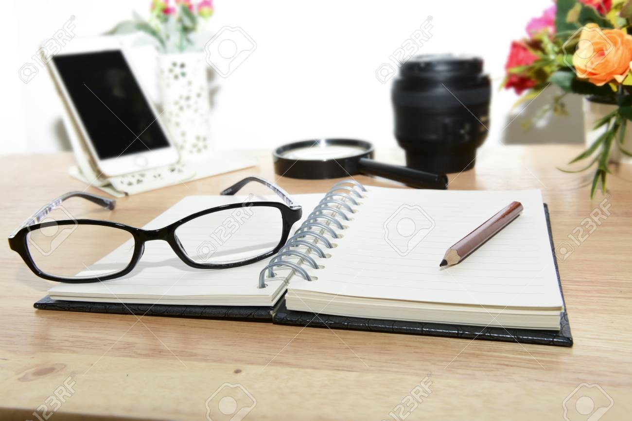 business planning with copy space and office supplies have blurry