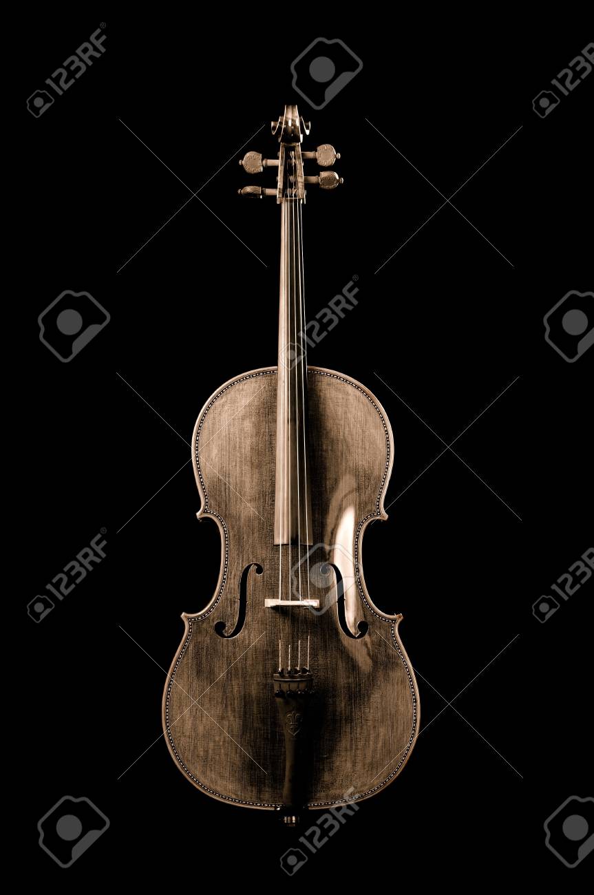 Sepia D Un Violoncelle Sur Un Fond Noir Banque D Images Et Photos Libres De Droits Image
