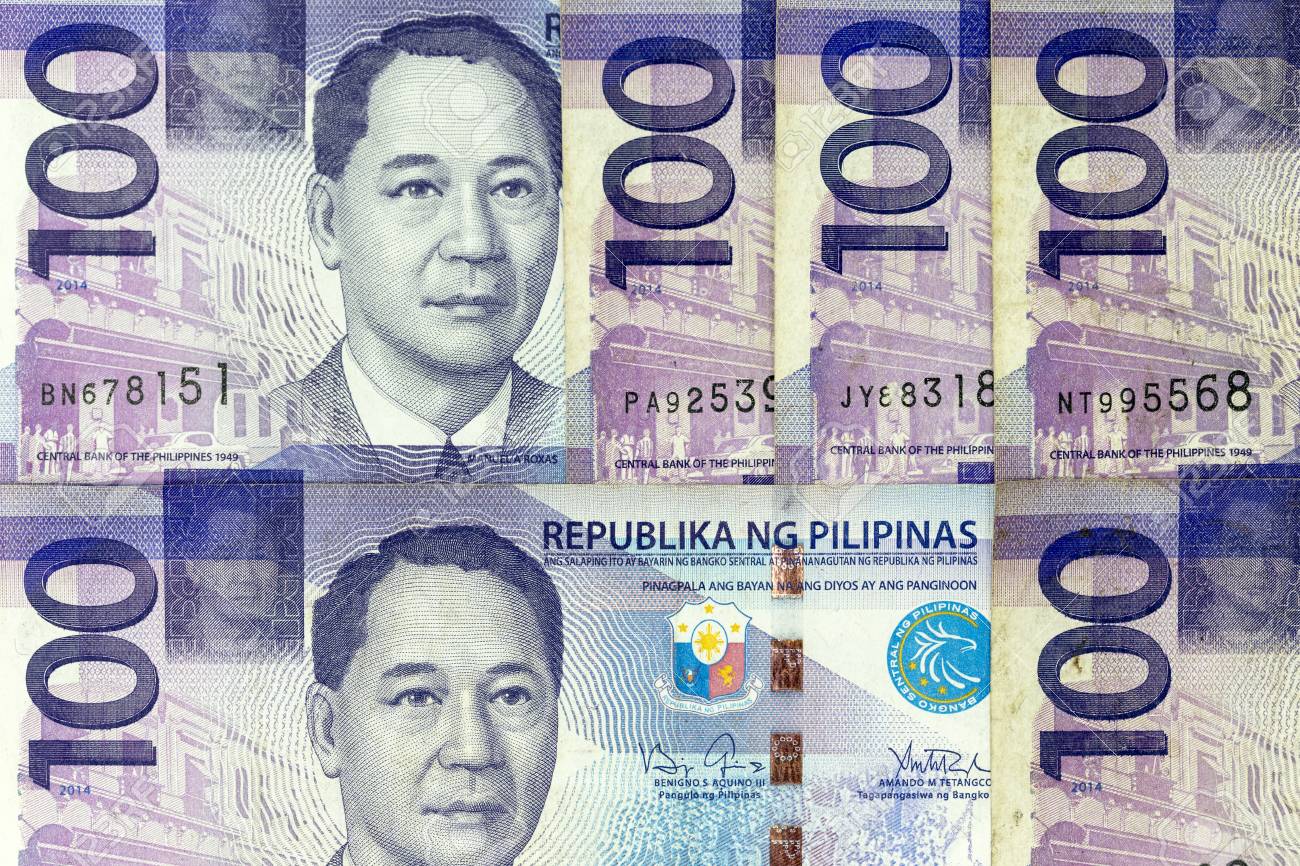 フィリピン・ペソの枠に広がる通貨紙幣の写真素材・画像素材 Image 99466152
