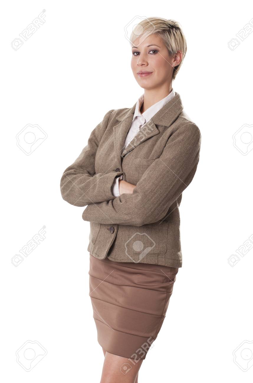 Elegant Female Professional With A Sly Smile On White Background Stock Photo Picture And Royalty Free Image Image