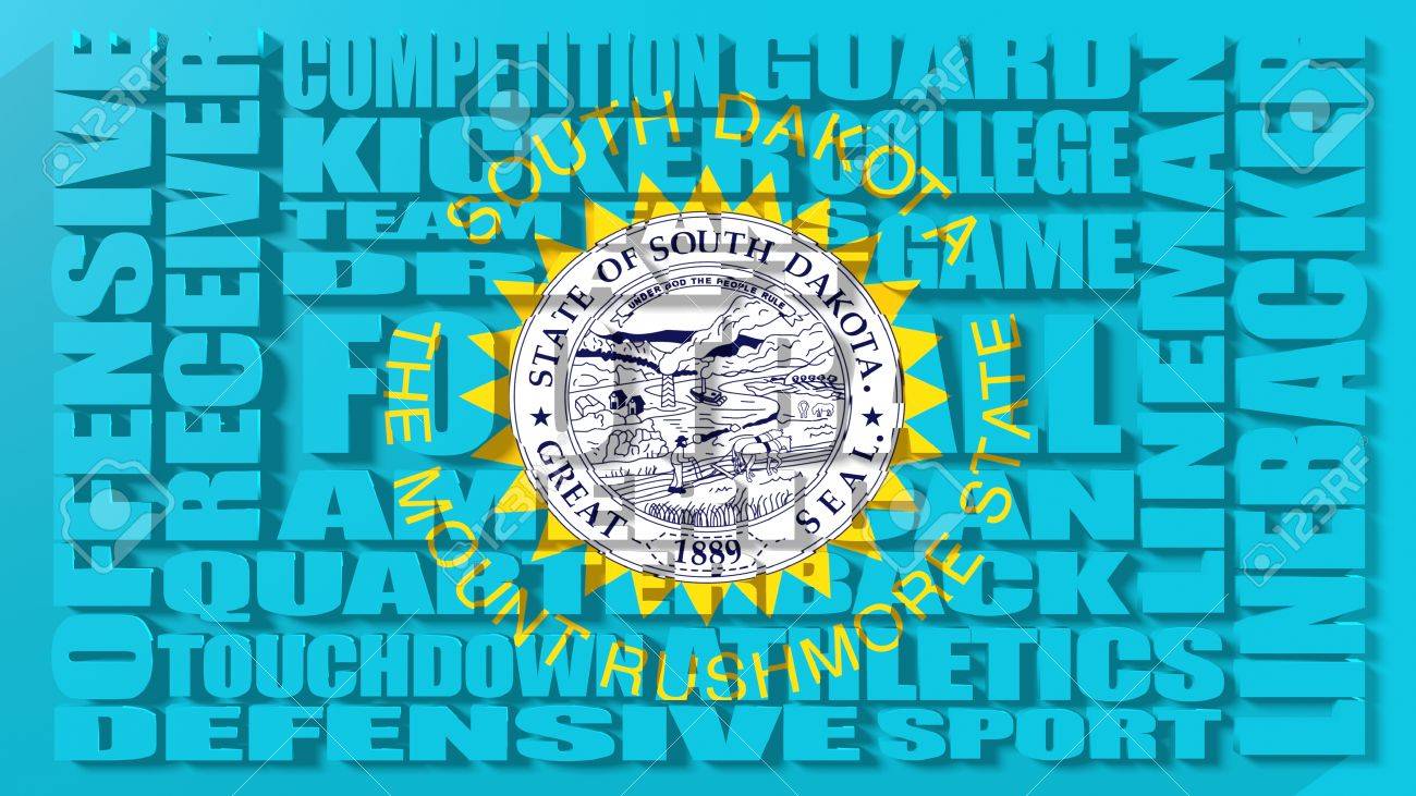 サッカー言葉は相対的な言葉クラウドで構築します 米国の国民的スポーツのイラスト サウス ダコタ州の旗 の写真素材 画像素材 Image