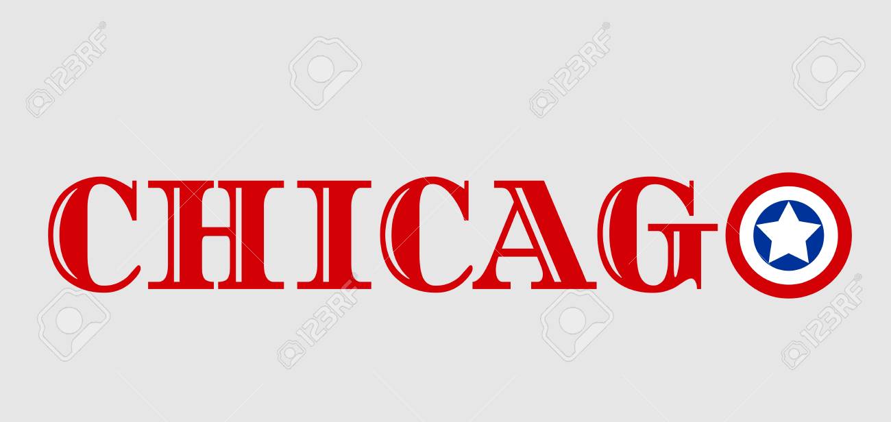 Immagine Relativa A Stati Uniti Damerica Di Viaggio Chicago Nome Della Città Con La Lettera I Colori Della Bandiera Stile O