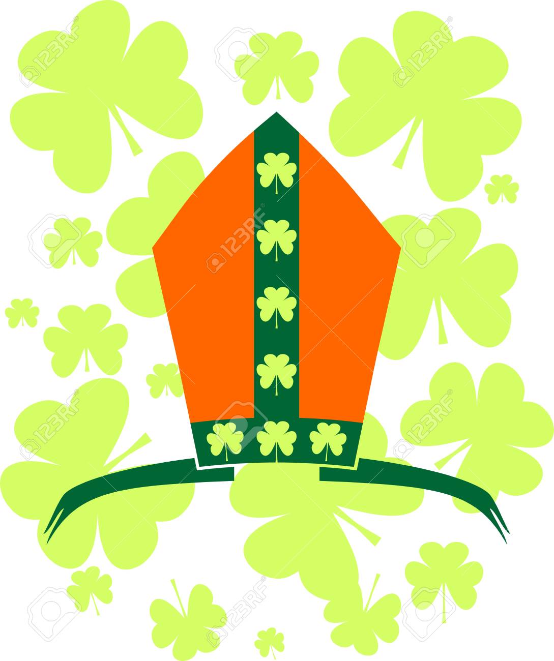 st patrick s day greeting card template bishop hat with shamrock