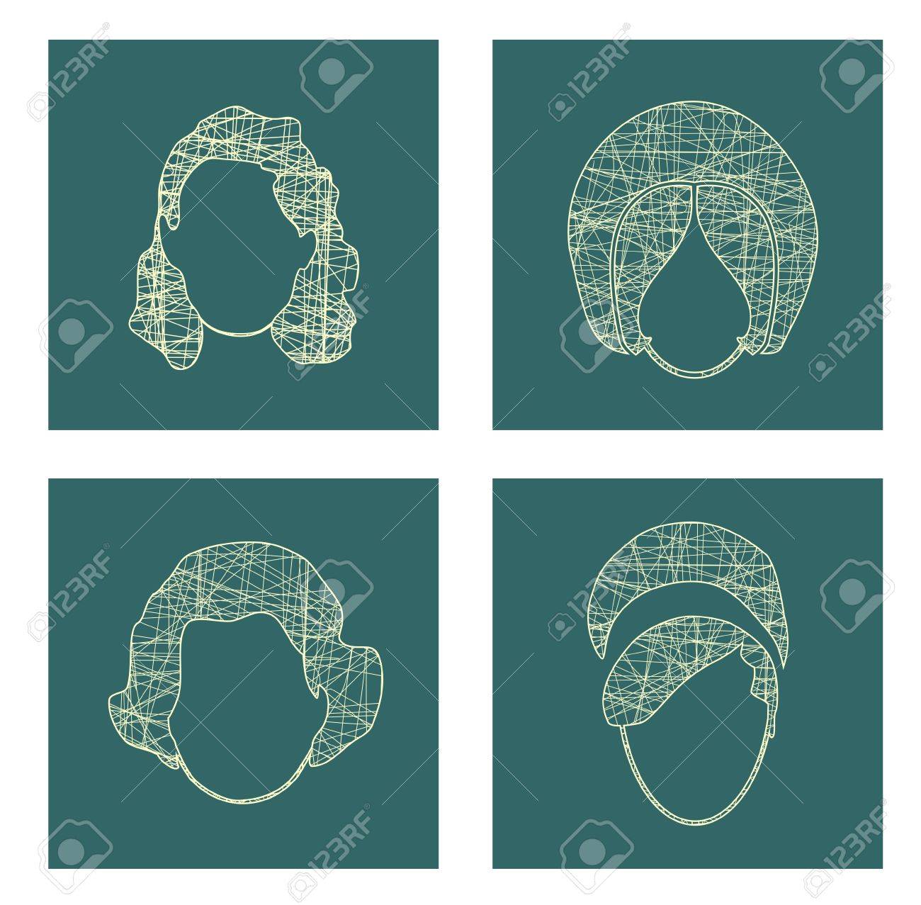 vector vector collection of the woman s hair style silhouettes retro fashion pen strokes sketch - images about fashionpen on instagram