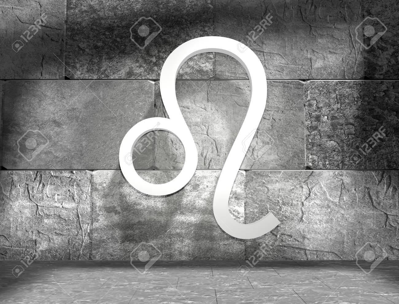 Leo Astrologie Teken. Leeg Beton Interieur. 3D-rendering Royalty ... Leo Astrologie Teken. Leeg Beton Interieur. 3D-rendering Royalty ...