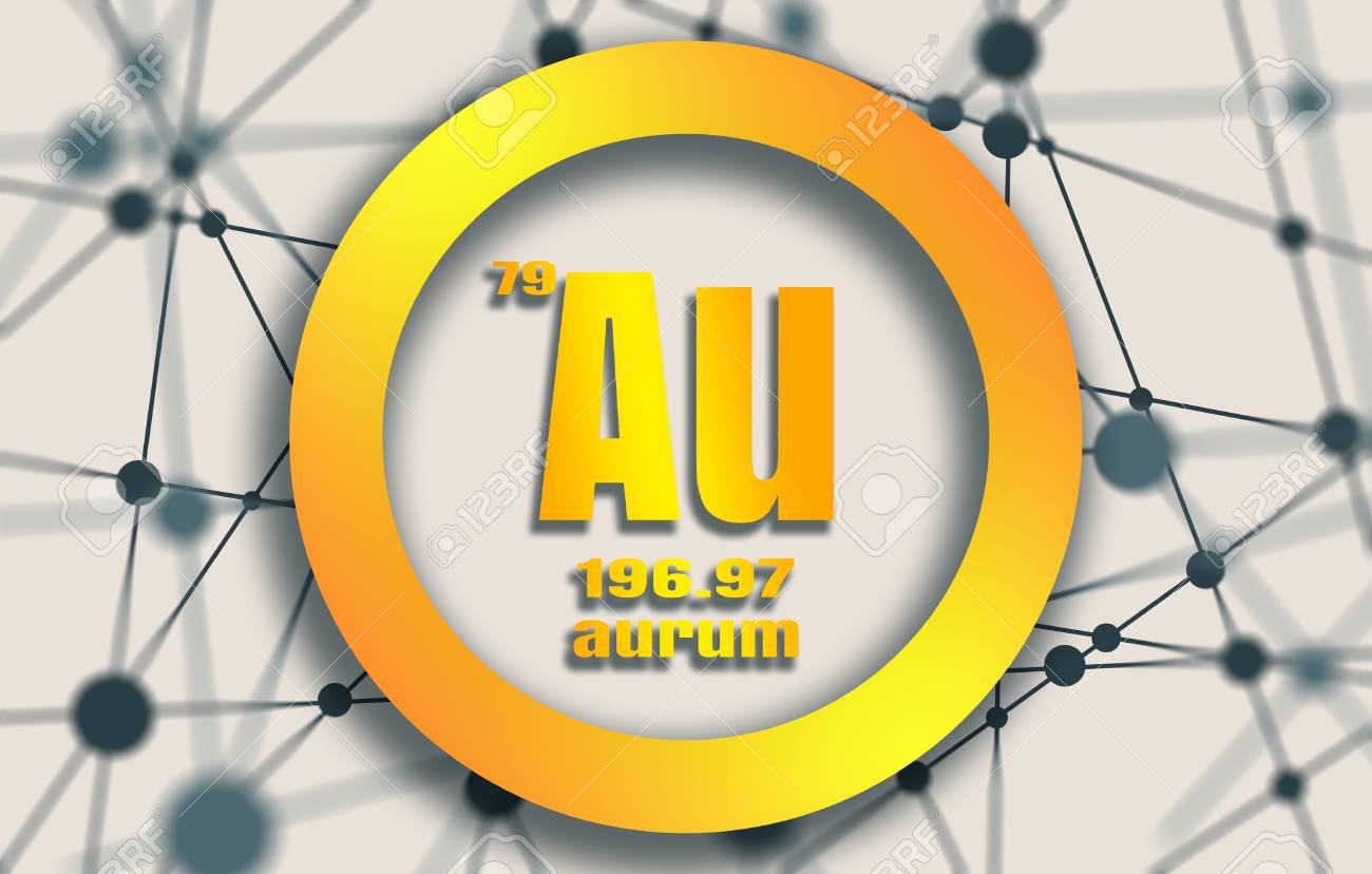with number metal chemical and.. Gold Aurum sign element. atomic