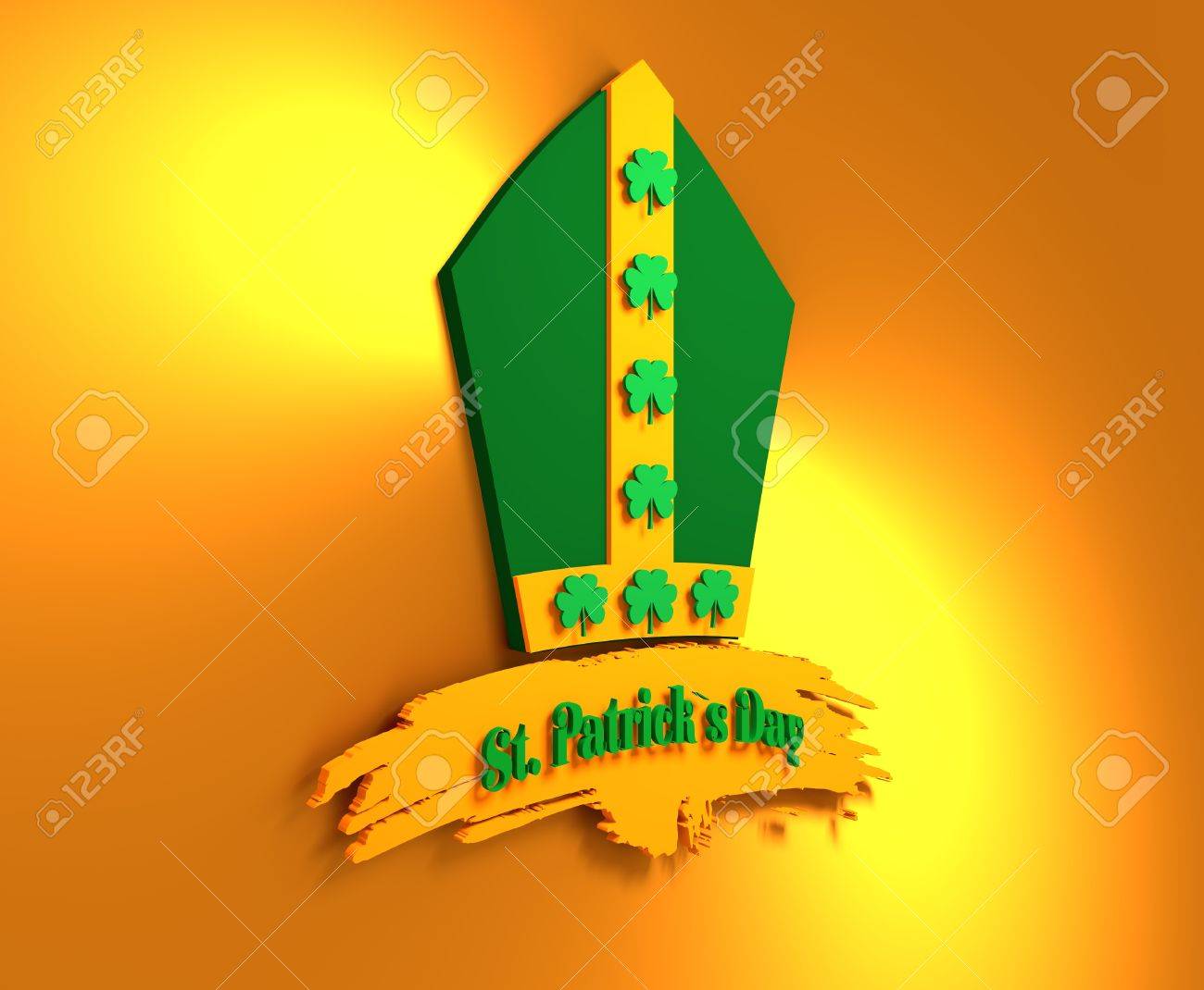 st patricks day greeting card template bishop hat with shamrock