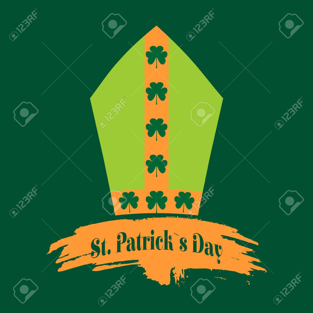 st patricks day greeting card template bishop hat with shamrock