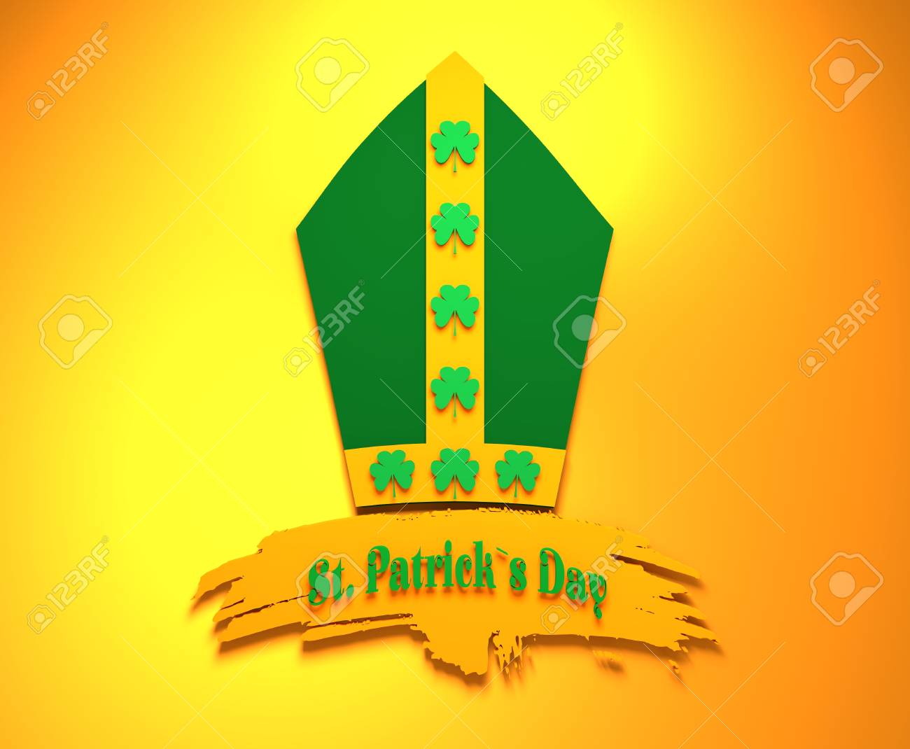st patricks day greeting card template bishop hat with shamrock