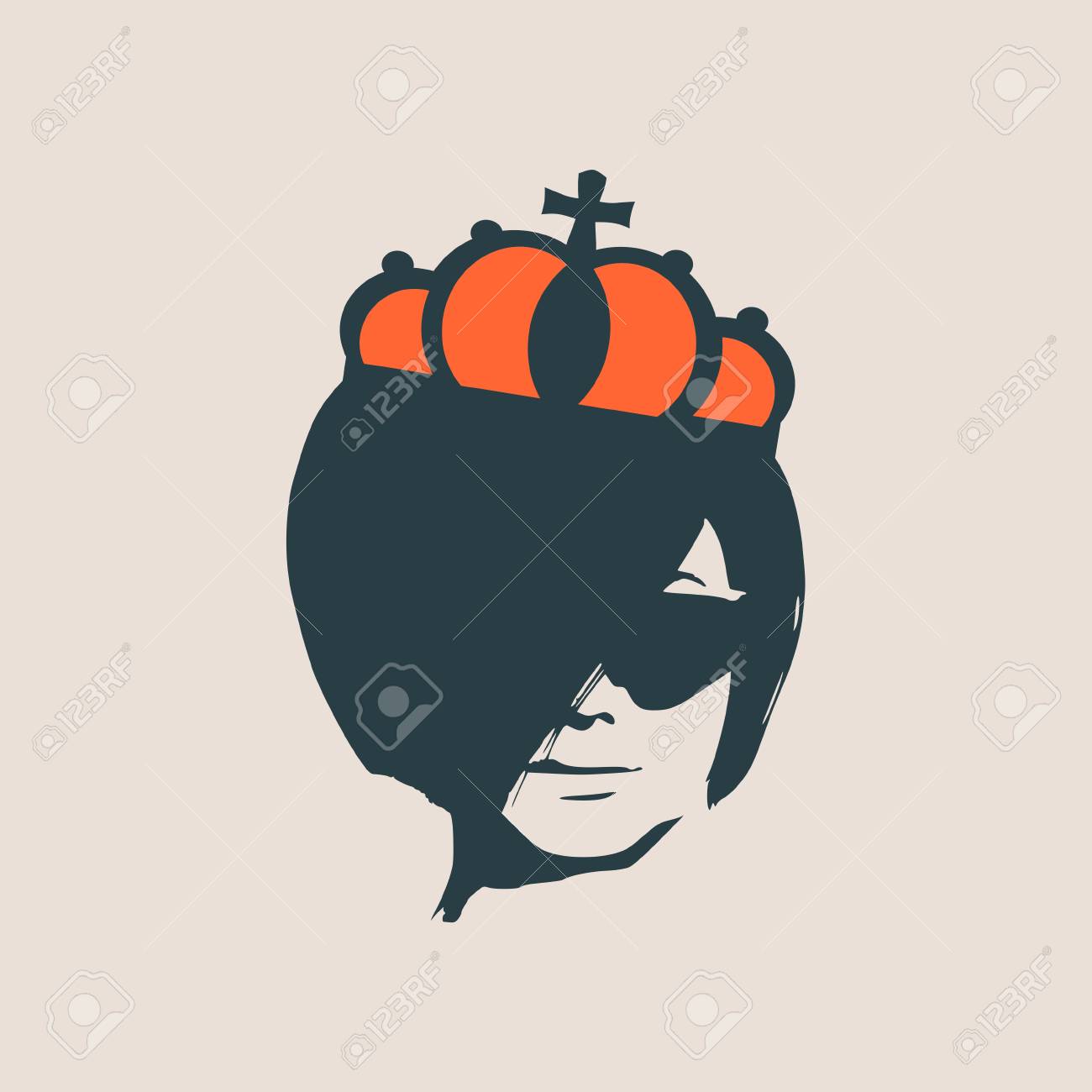 front view of princess or queen face elegant silhouette of a