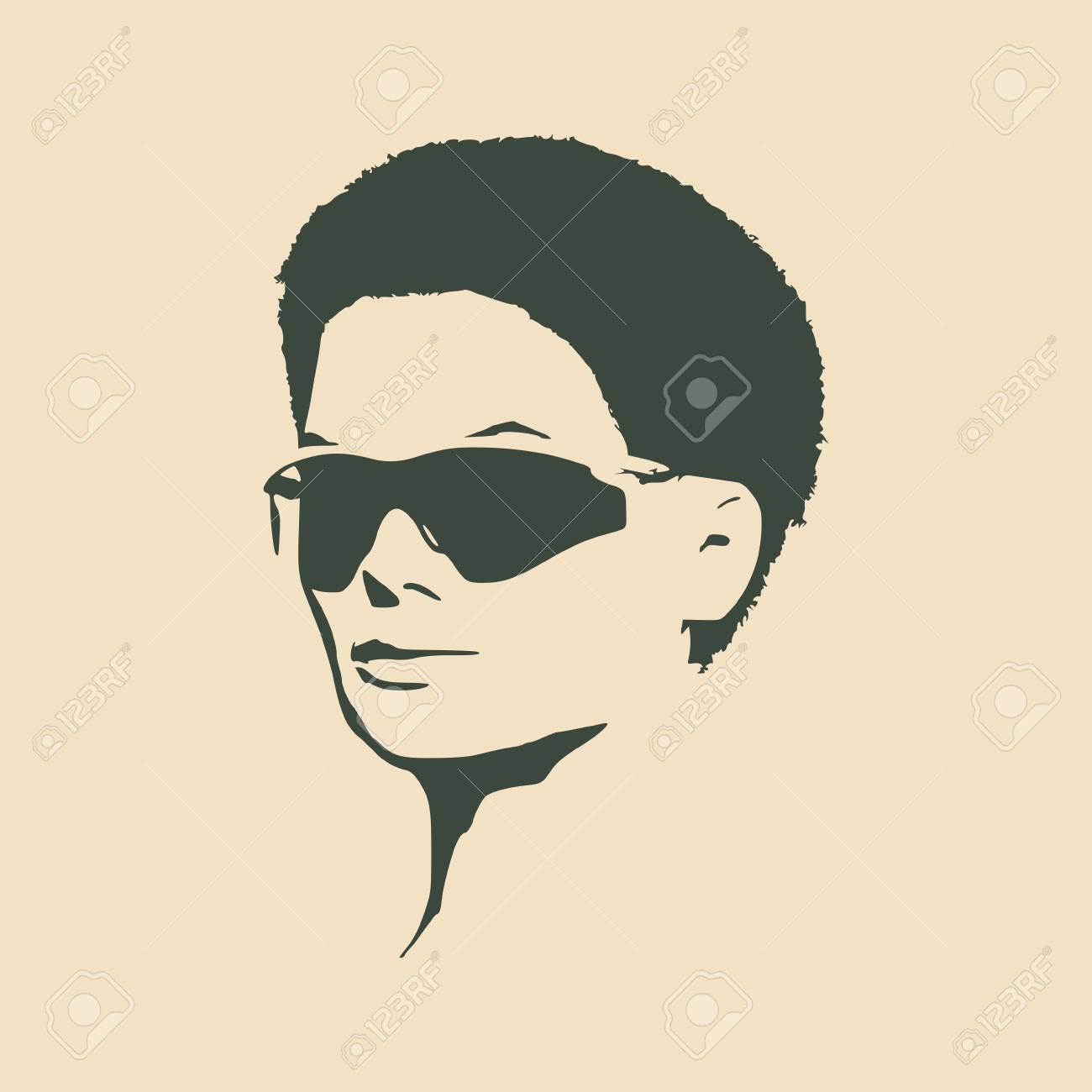Retrato De Mujer Hermosa En Gafas De Sol Negras Cabello Corto Version Del Vector Vista De Media Vuelta Ilustraciones Vectoriales Clip Art Vectorizado Libre De Derechos Image 75276027