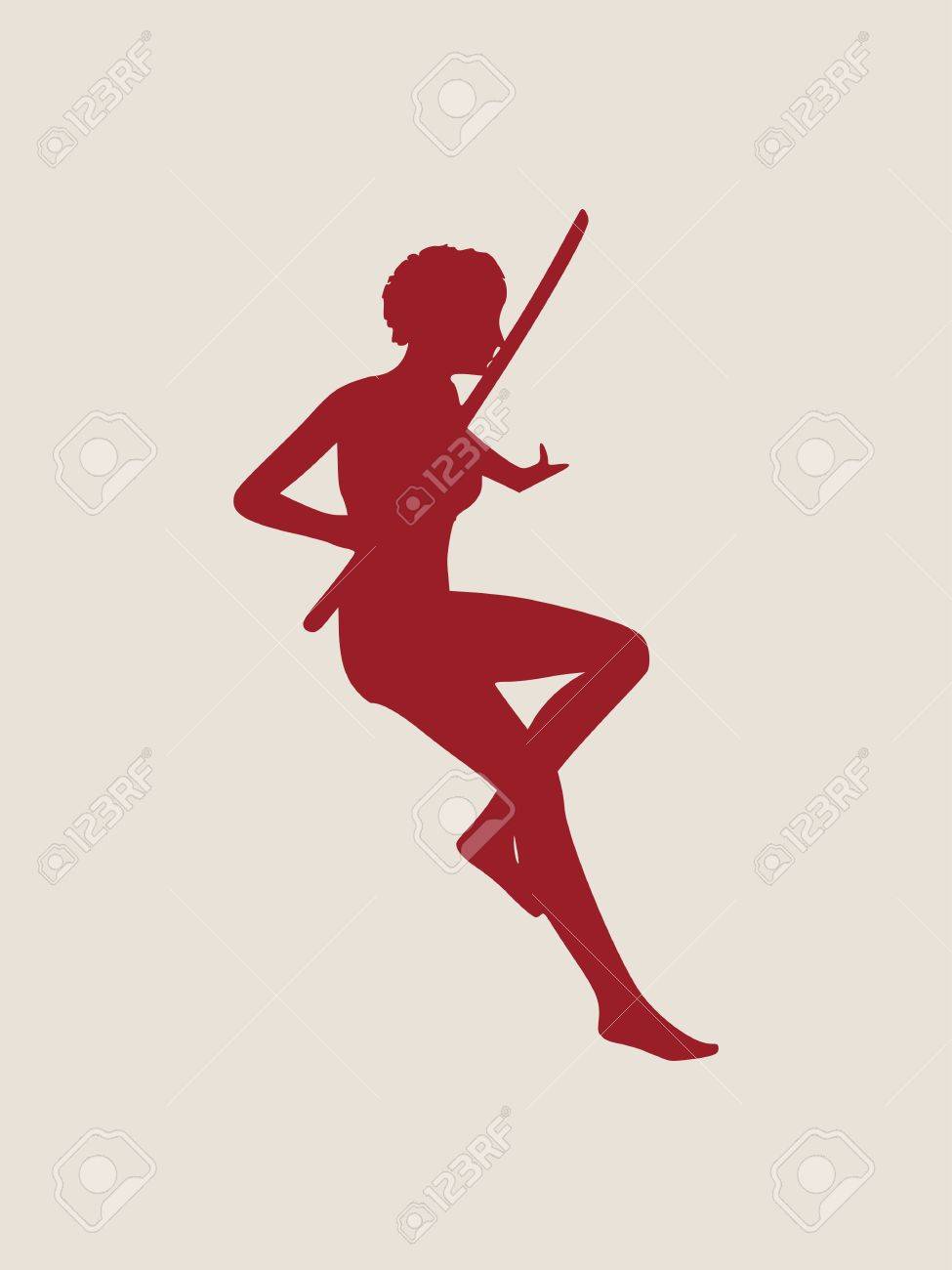 剣で女性の空手格闘技シルエットと戦う空手ポーズのイラスト素材 ベクタ Image 剣で女性の空手格闘技シルエットと戦う空手ポーズのイラスト素材 ベクタ Image