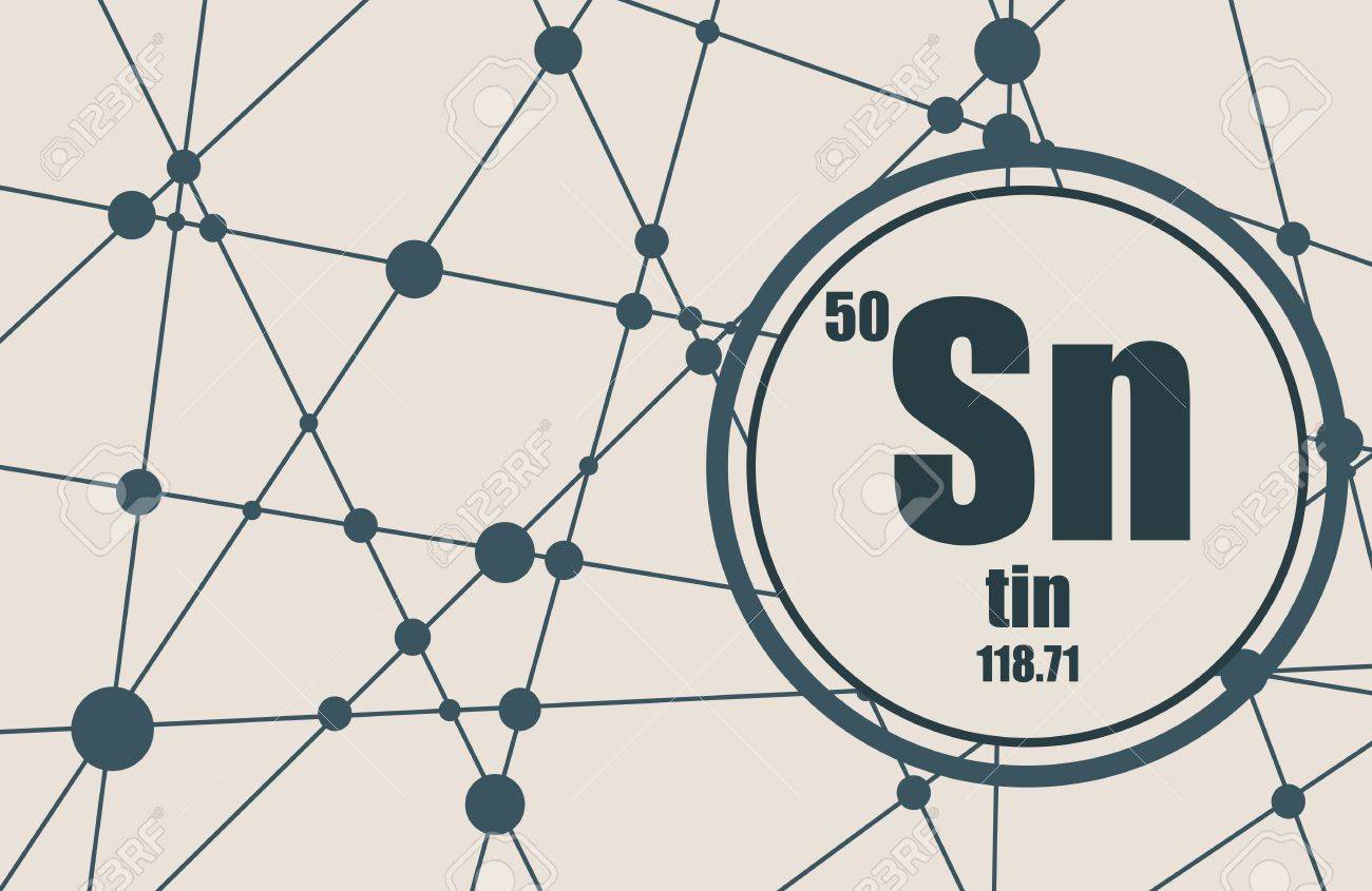 atomic Tin number with weight. chemical element. and Sign atomic