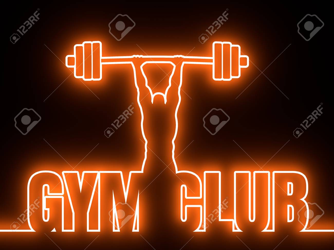 Bodybuilder With Kettlebell Outline Silhouette Gym Word Invitation