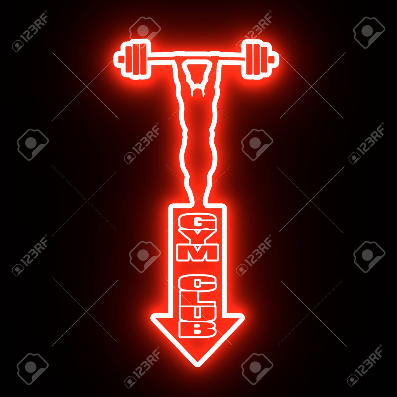 Bodybuilder With Kettlebell Outline Silhouette Gym Club Text