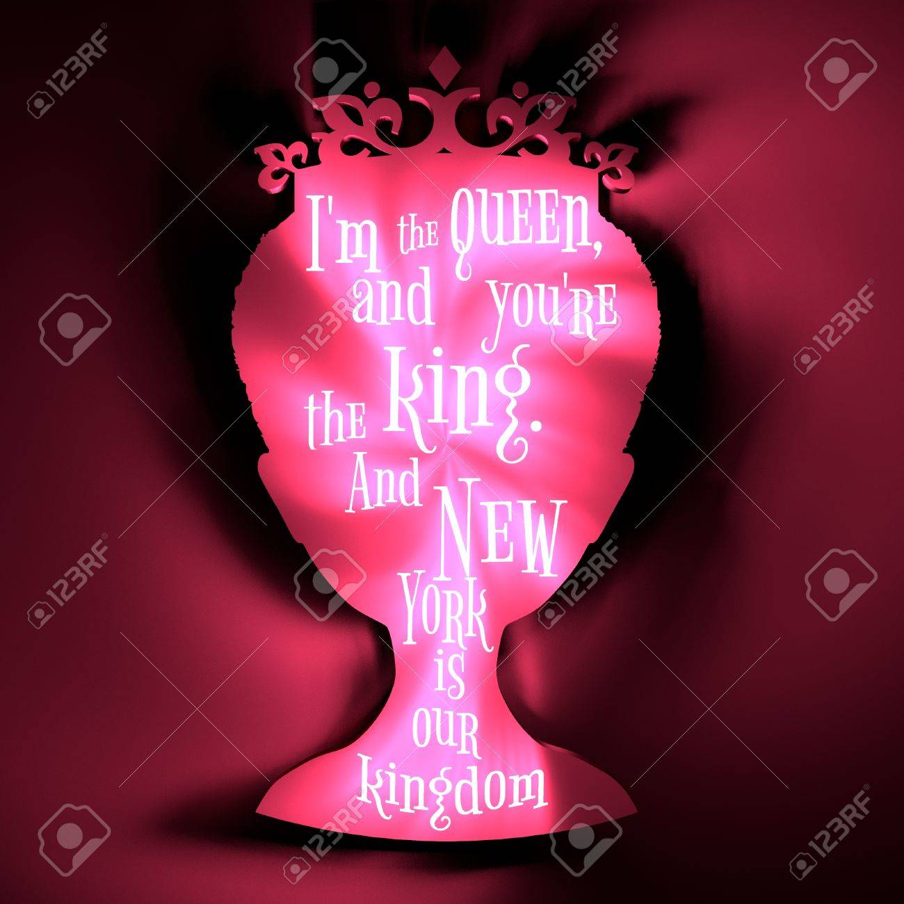 Silhouette De Reine Vintage Silhouette Elegante D Une Tete De Femme Citation Je Suis La Reine Et Vous Etes Le Roi Et New York Est Notre Texte De Royaume Motivation Rendu 3d Eclairage
