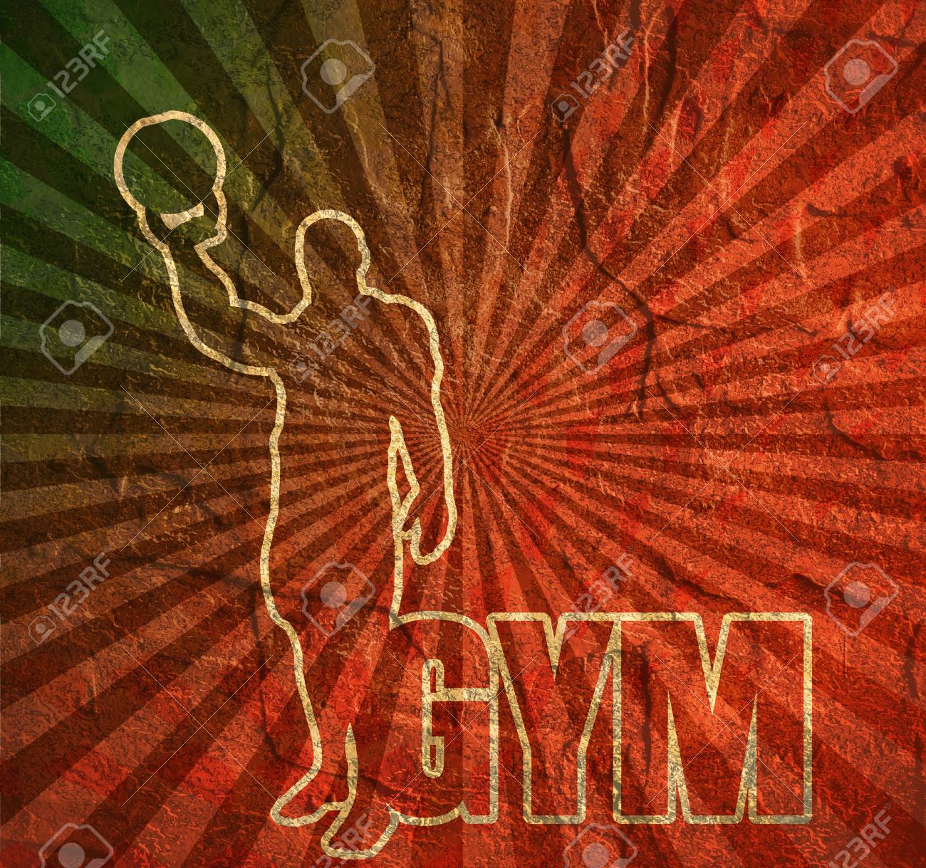 Bodybuilder With Kettlebell Outline Silhouette Gym Word Invitation