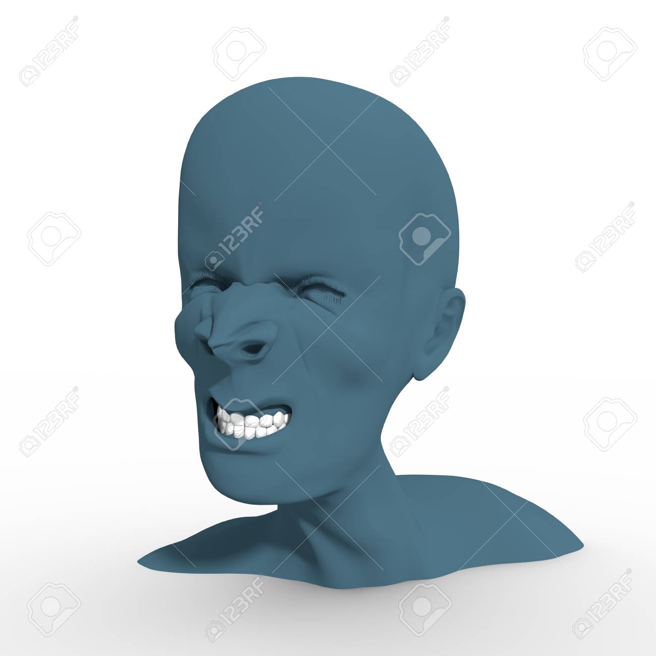 悪魔のような醜い顔 悪魔の叫びの文字 悪魔やモンスターと正面のホラー顔として開口に悲鳴を上げます 3 D レンダリング の写真素材 画像素材 Image