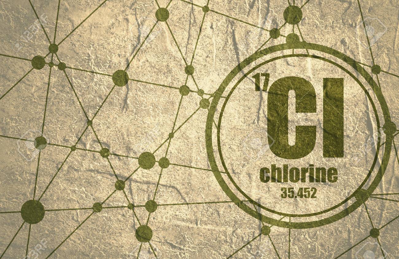 Sign with Chlorine chemical number atomic.. element. atomic and