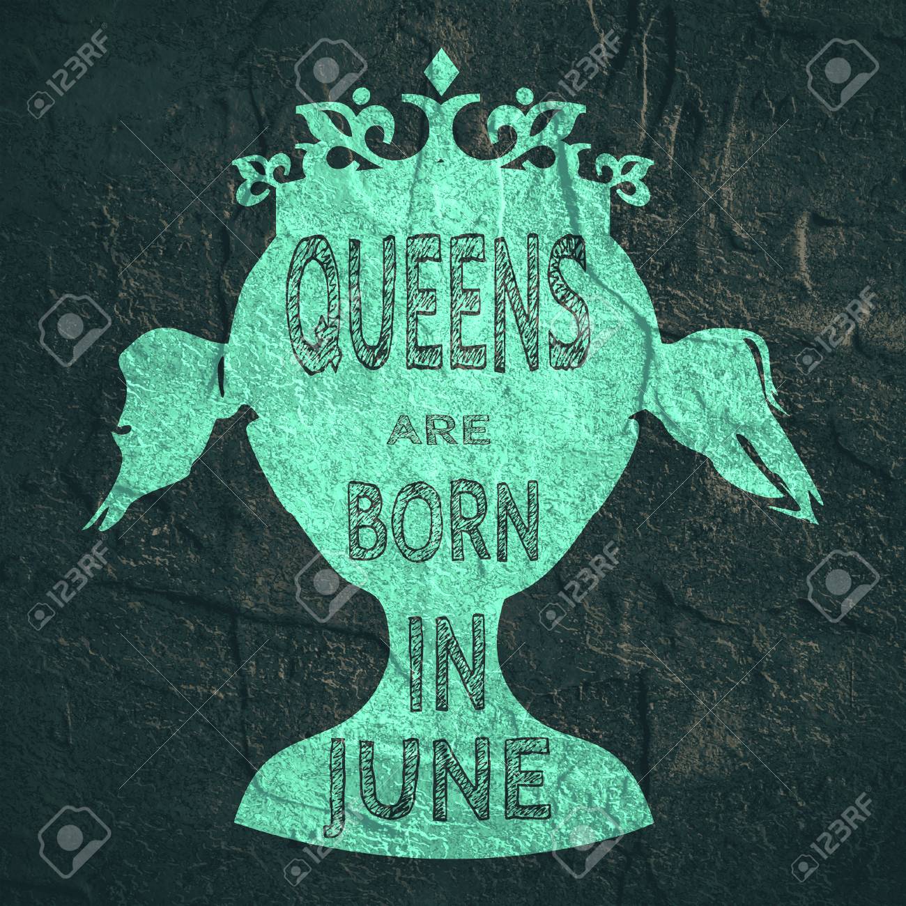 Silhouette De Reine Vintage Profil De La Reine Medievale Silhouette Elegante D Une Tete De Femme Les Reines Sont Nees En Juin Citation De Motivation Texture De Mur De Beton Grunge Banque D Images