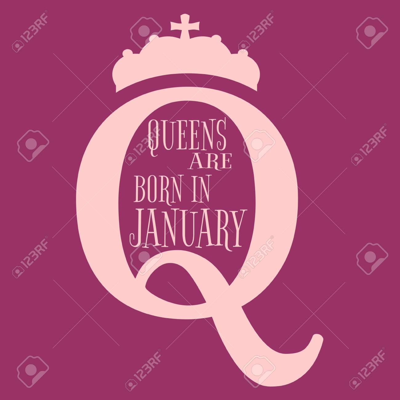 Silhouette De Couronne De Reine Vintage Embleme Royal Avec Lettre Q Les Reines Sont Nes Dans Le Texte De Janvier Vecteur De Citation De Motivation Clip Art Libres De Droits Svg