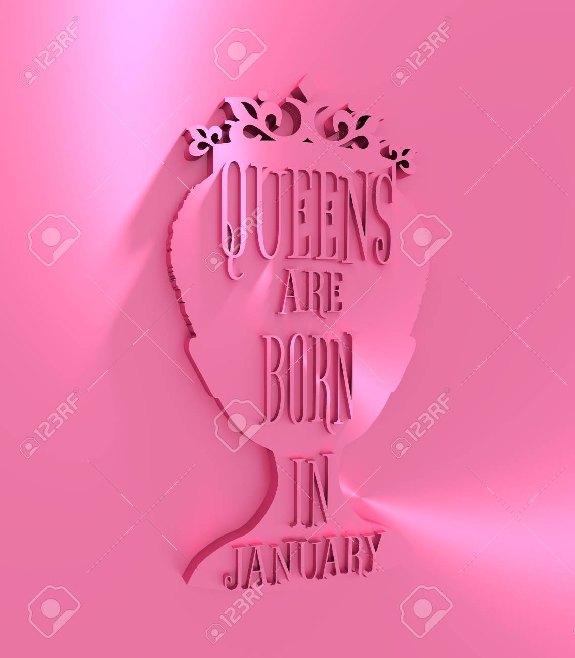 Silhouette De Reine Vintage Profil De La Reine Medievale Silhouette Elegante D Une Tete De Femme Les Reines Sont Nes Dans Le Texte De Janvier Citation De Motivation Rendu 3d Banque D Images Et