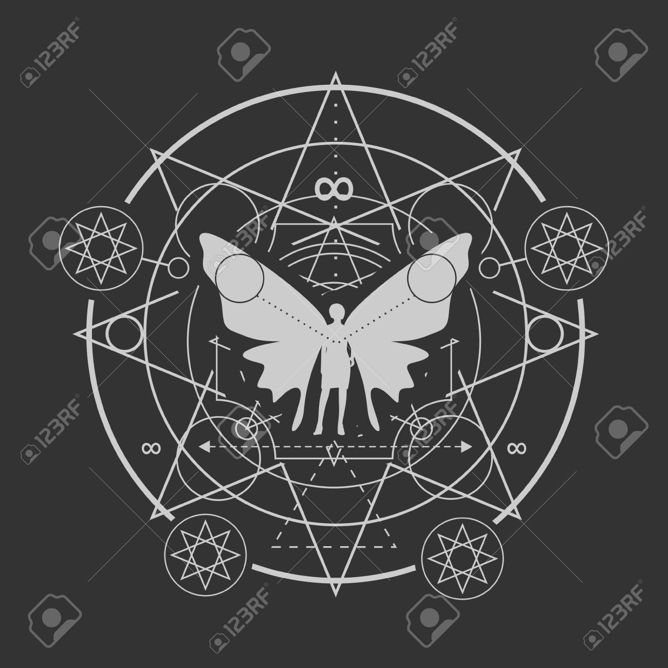 Mystery Witchcraft Occult And Alchemy Tattoo Sign Mystical