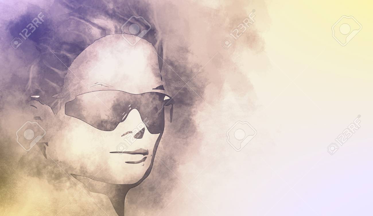 Girl In Glasses Portrait Of A Modernist Style Girl With Mottled