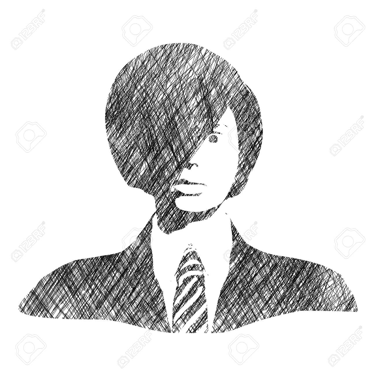 face front view elegant silhouette of a female head short hair