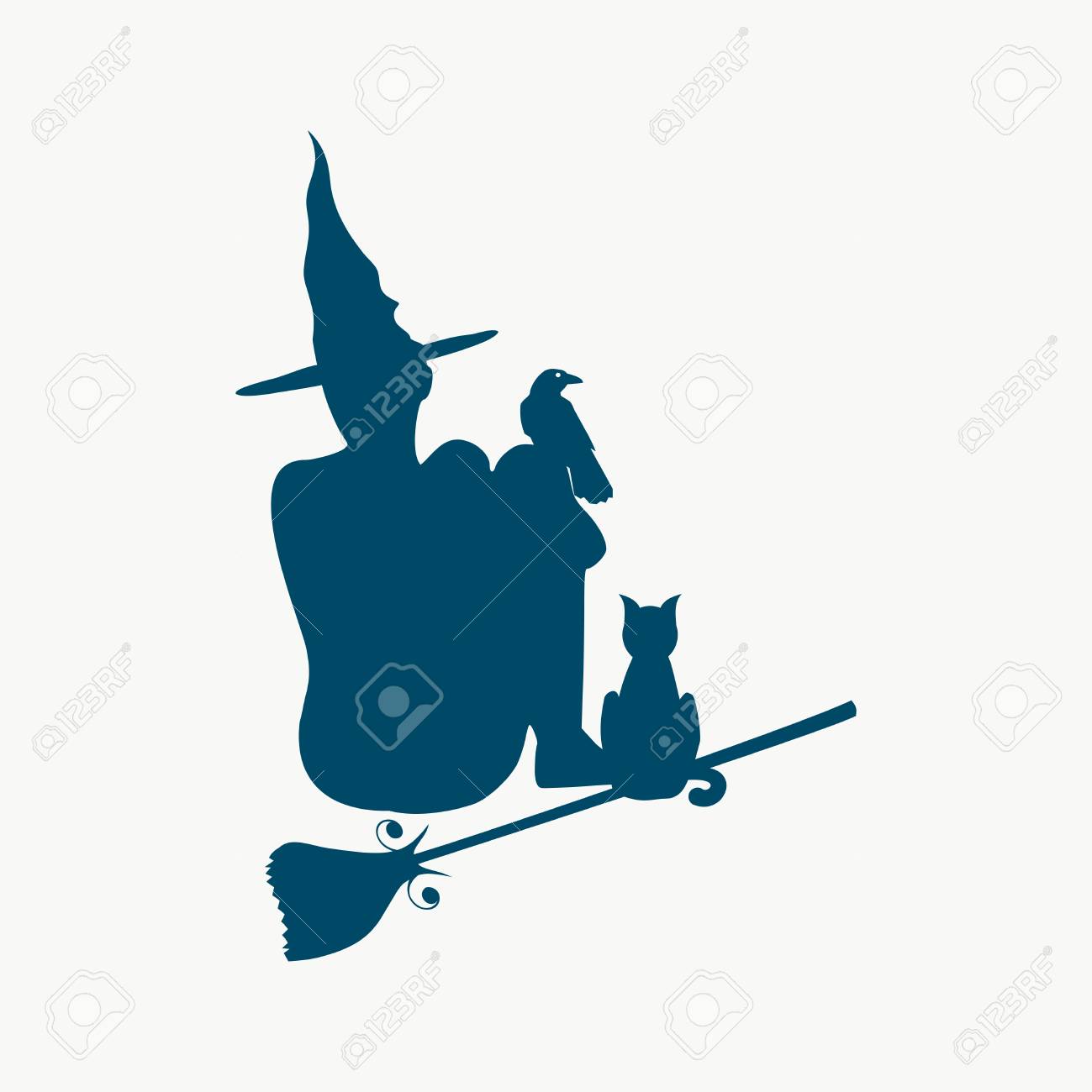 Illustration of sitting young witch. Witch silhouette with a broomstick, cat and raven. Halloween relative image - 108249831 Illustration of sitting young witch. Witch silhouette with a broomstick, cat and raven. Halloween relative image - 108249831