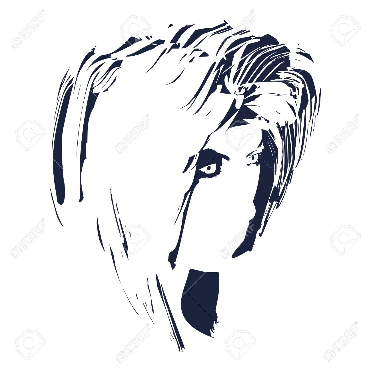 Face Sideview Elegant Silhouette Of A Female Head Portrait