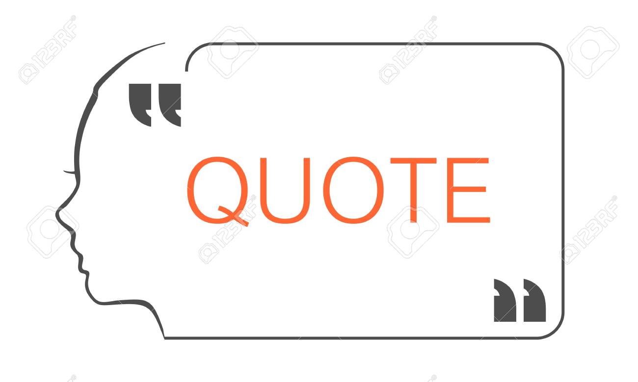 Quote blank with text bubble with woman face outline silhouette and commas. Template for note, message, comment. Dialog box. - 141097827 Quote blank with text bubble with woman face outline silhouette and commas. Template for note, message, comment. Dialog box. - 141097827