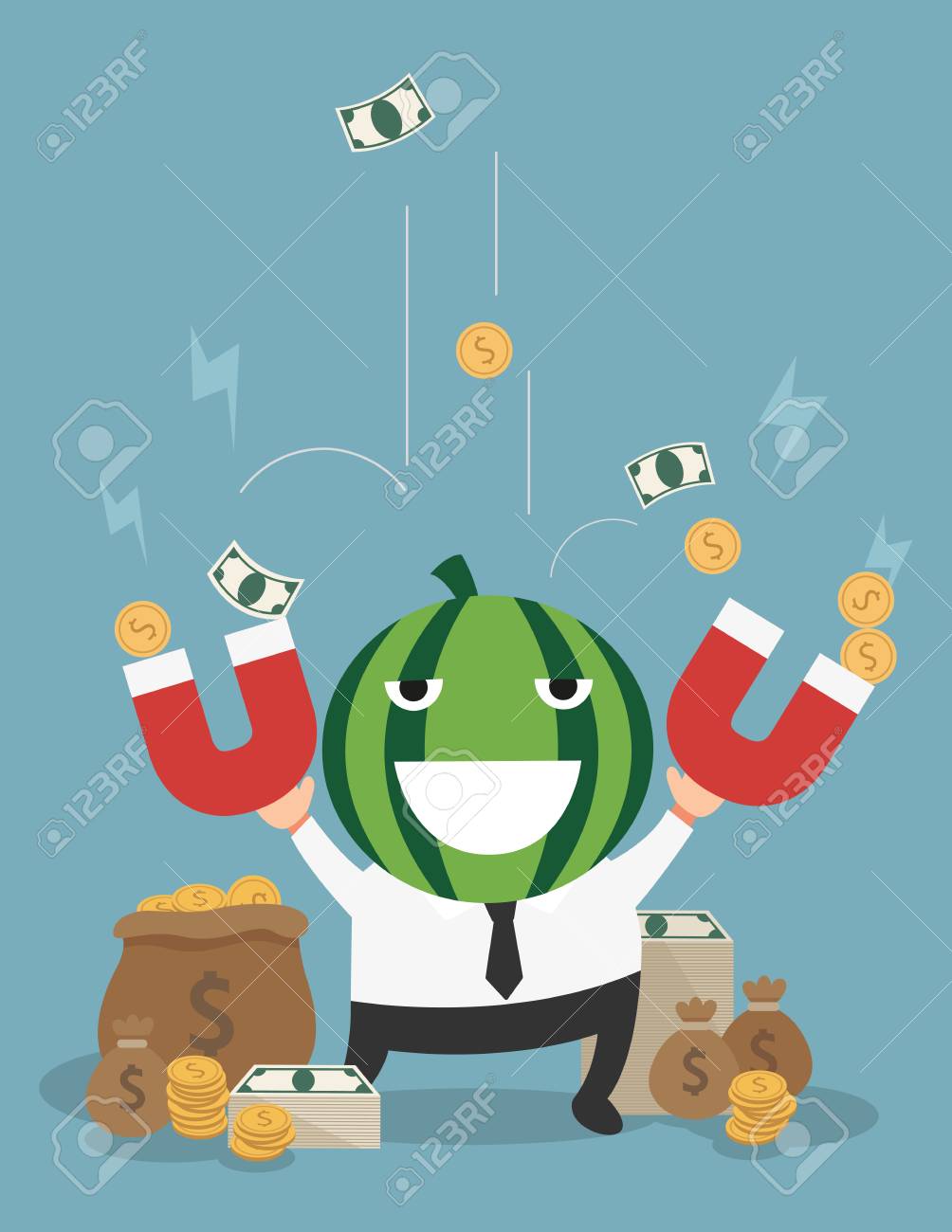 彼のビジネスの成功から億万長者になる男 のイラスト素材 ベクタ Image