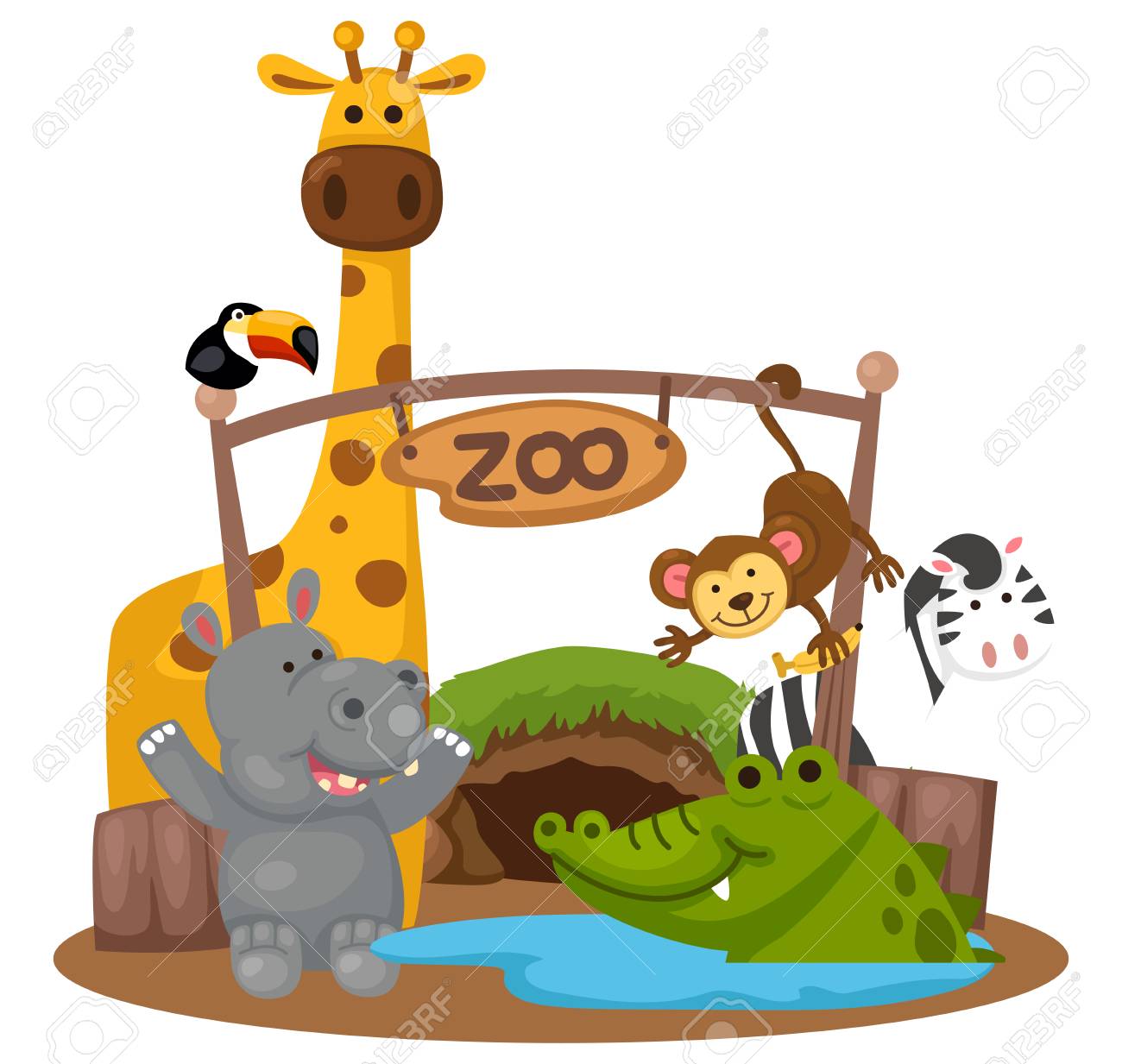 Illustratie Van Geïsoleerde Dierentuin Royalty vrije SVG, Cliparts ..., حجم الصورة 1300x1233