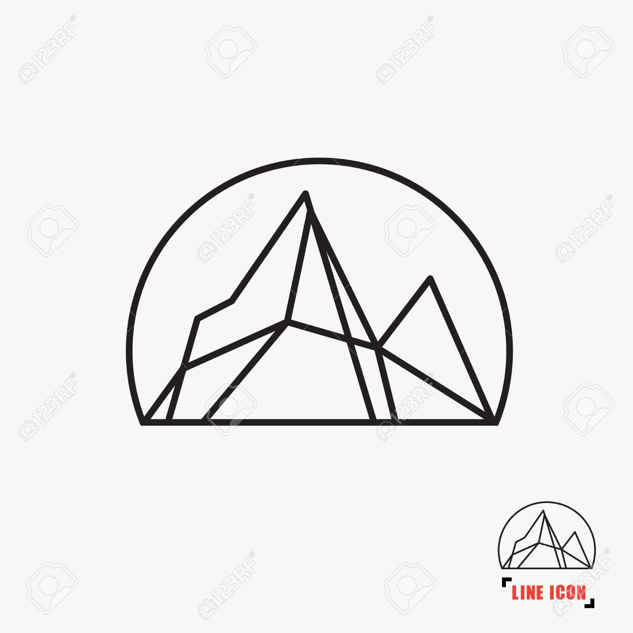 Featured image of post Mountain Line Drawing Vector / Black and white geometric line art symbol of mountain peaks in.