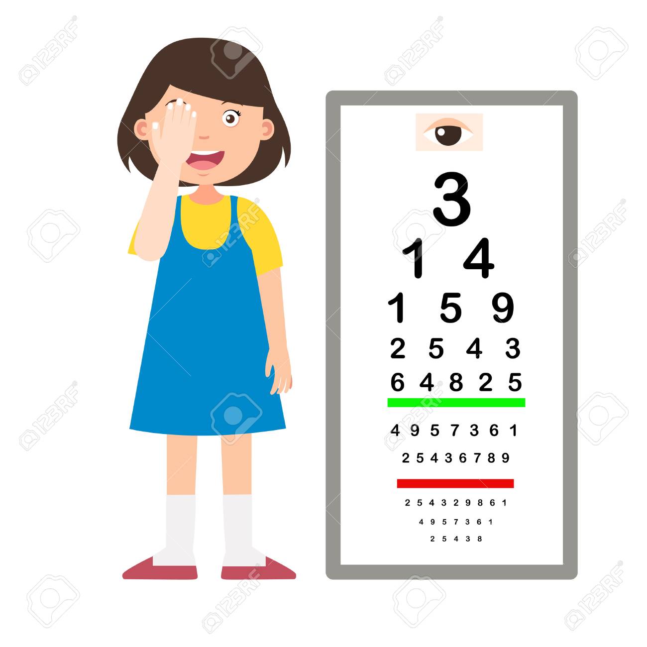 Girl With Eye Chart Test Diagnostic Vector Illustration Royalty Free SVG,  Cliparts, Vectors, and Stock Illustration. Image 79173144.