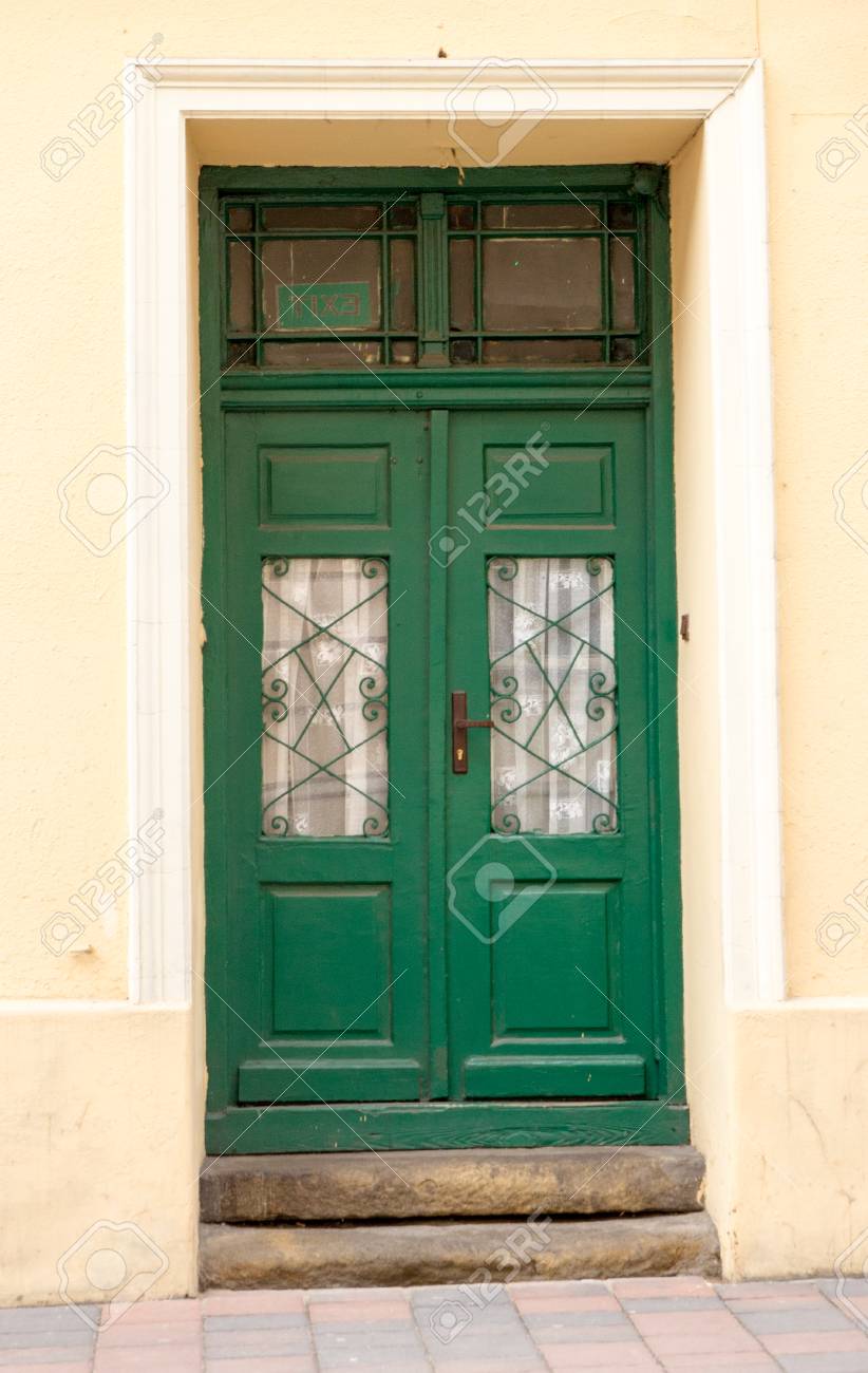 The Vintage Green Design Brown Wooden Front Door Of An Old House Stock Photo Picture And Royalty Free Image Image 96648507