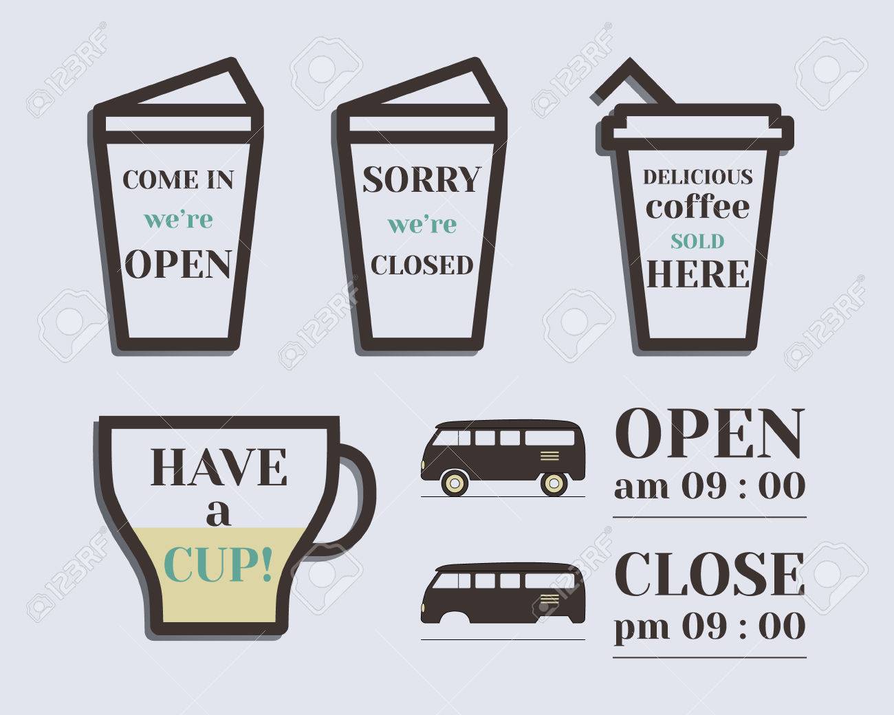 Coffee Signs Open And Closed Elements Rv Park Campground Retro Vintage Coffee Signs Open And Closed Elements Rv Park Campground Retro Vintage