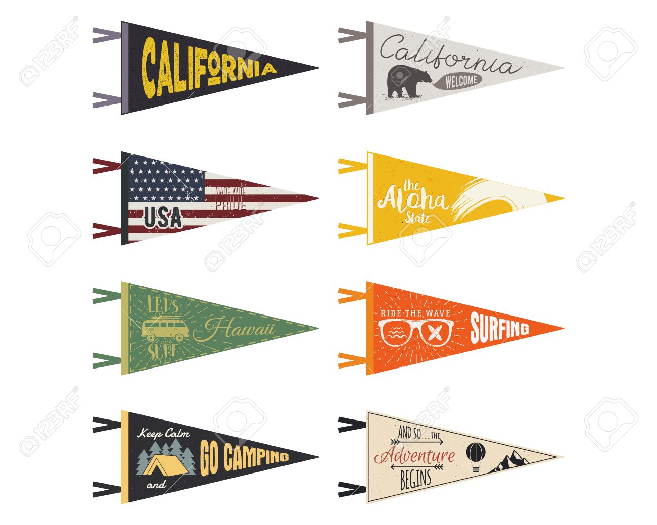 set of adventure pennants vector pennant explore flags design