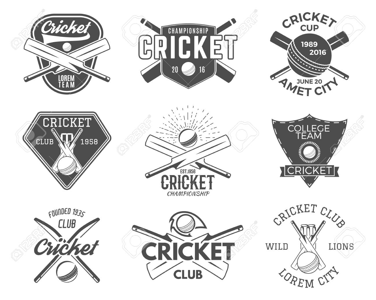 Set Of Cricket Sports Logo Designs Icons Emblems Design Elements Stock Photo Picture And Royalty Free Image Image 76564253