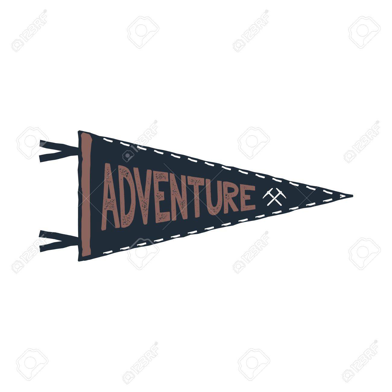 adventure pennant design monochrome pendant template typography