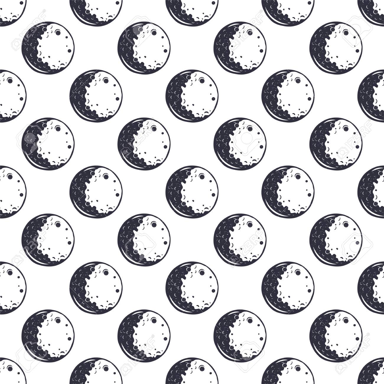 Modèle Sans Couture De Lune Monochrome Conception De Papier Peint