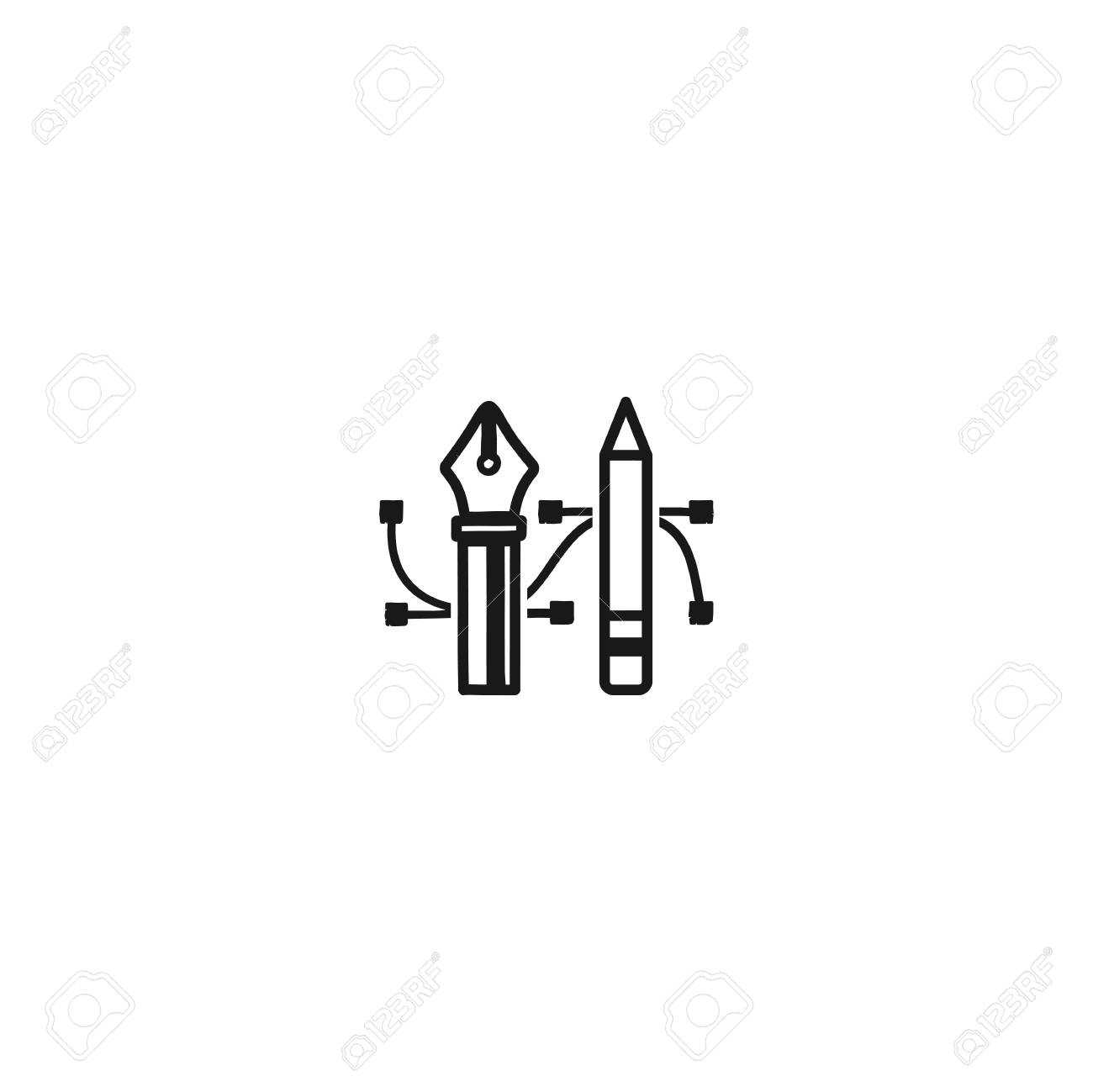 Cone De Ferramenta Lapis E Caneta Simbolo De Ferramentas De Desenho Cracha Etiqueta Para Agencia De Design Freelancers Ilustraciones Vectoriales Clip Art Vectorizado Libre De Derechos Image