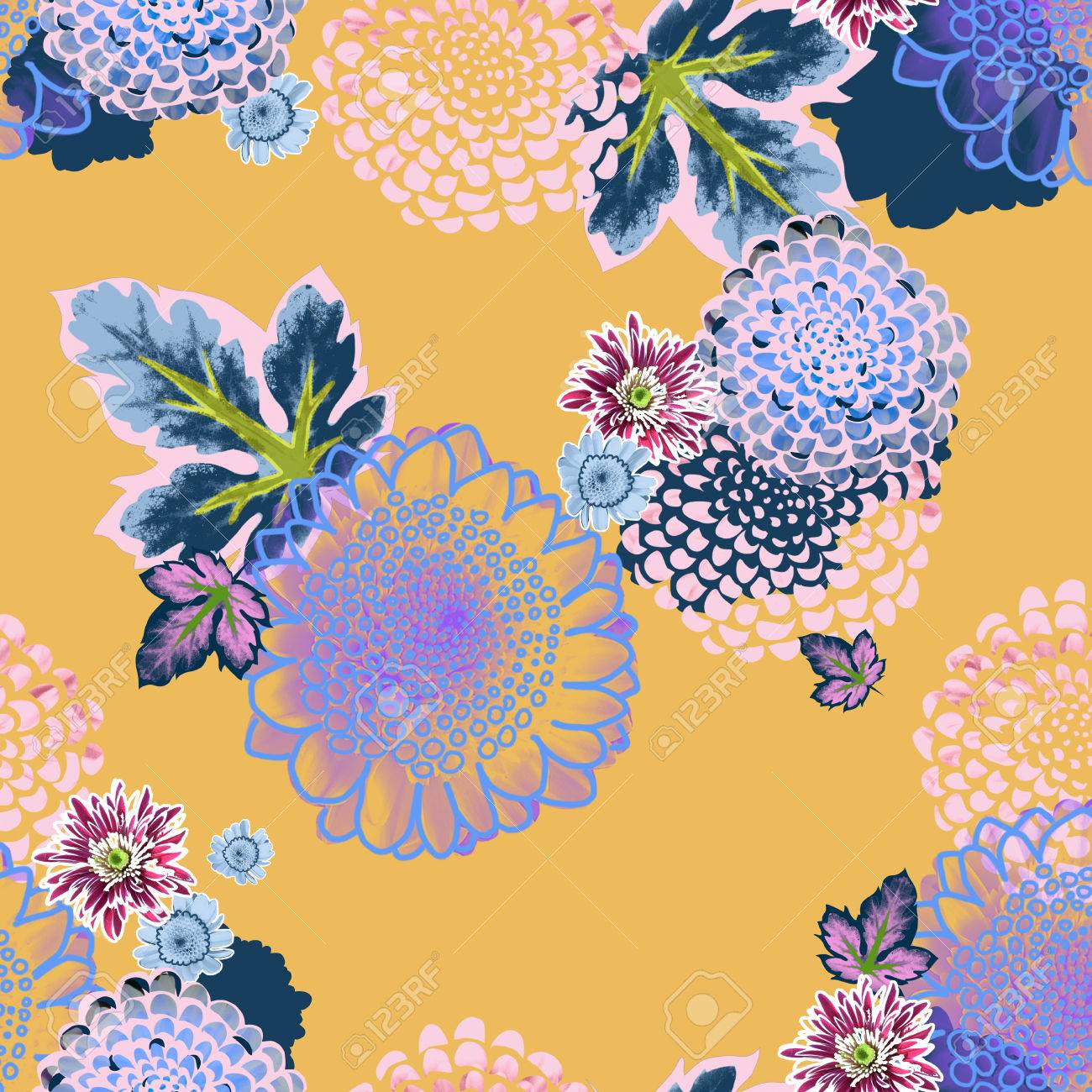 テキスタイル デザインの花柄 の写真素材 画像素材 Image