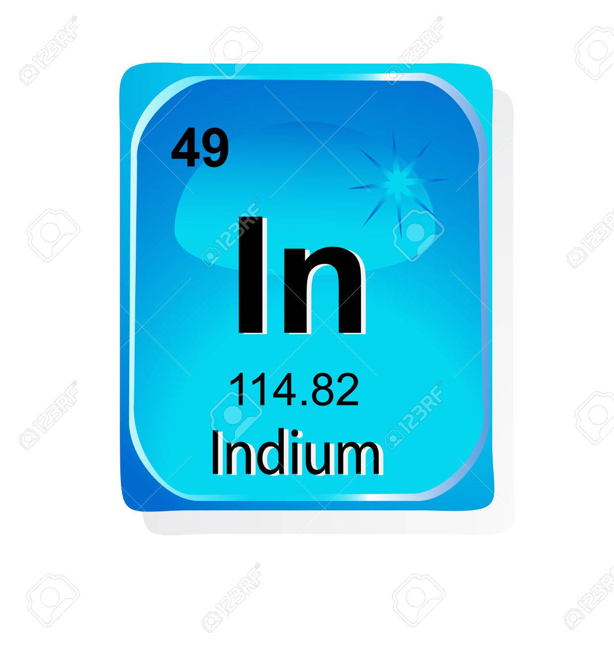 with number, weight Indium atomic symbol and chemical element