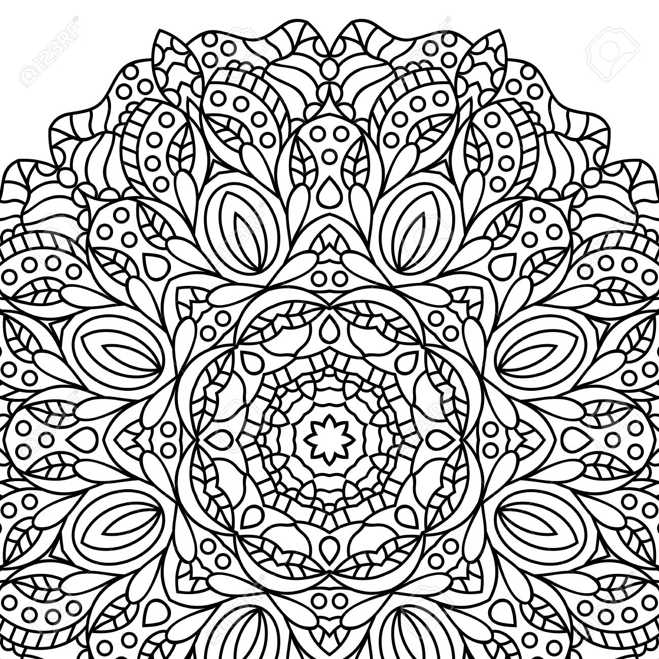 Coloring book pages Mandala Indian antistress medallion Abstract islamic flower arabic henna