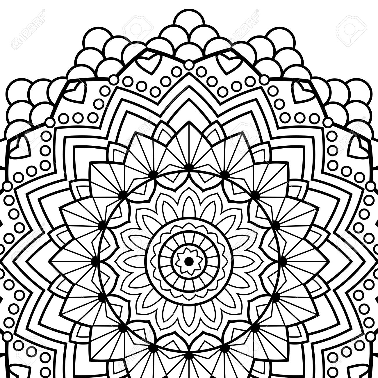 Coloring Book Pages Mandala Indian Antistress Medallion Abstract Islamic Flower Arabic Henna Design
