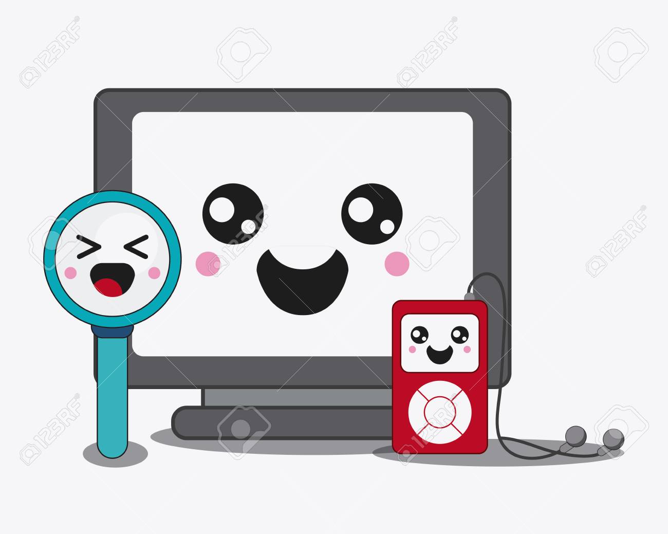 技術コンセプトは コンピューター Lupe および Mp3 の漫画アイコンで表されます カラフルとフラットの図のイラスト素材 ベクタ Image 技術コンセプトは コンピューター Lupe および Mp3 の漫画アイコンで表されます カラフルとフラットの図のイラスト素材 ベクタ Image