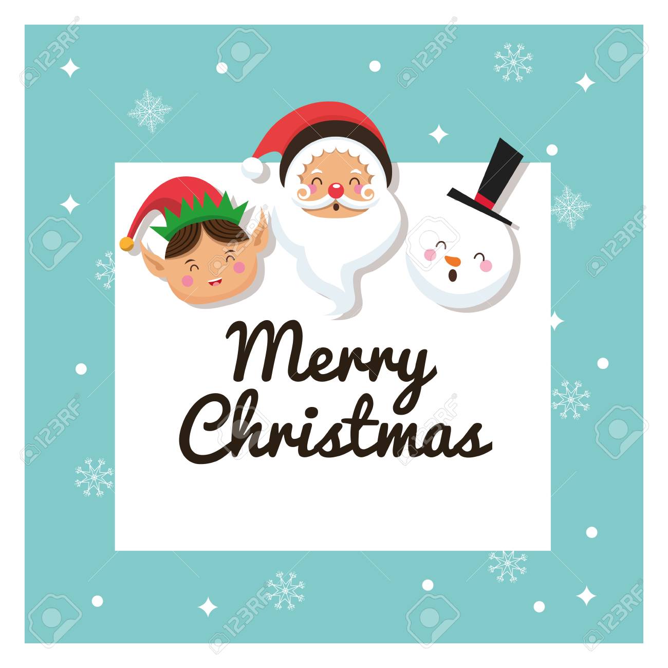 Merry Christmas Concept Represented By Santa Elf And Snowman Royalty Free Cliparts Vectors And Stock Illustration Image 5444